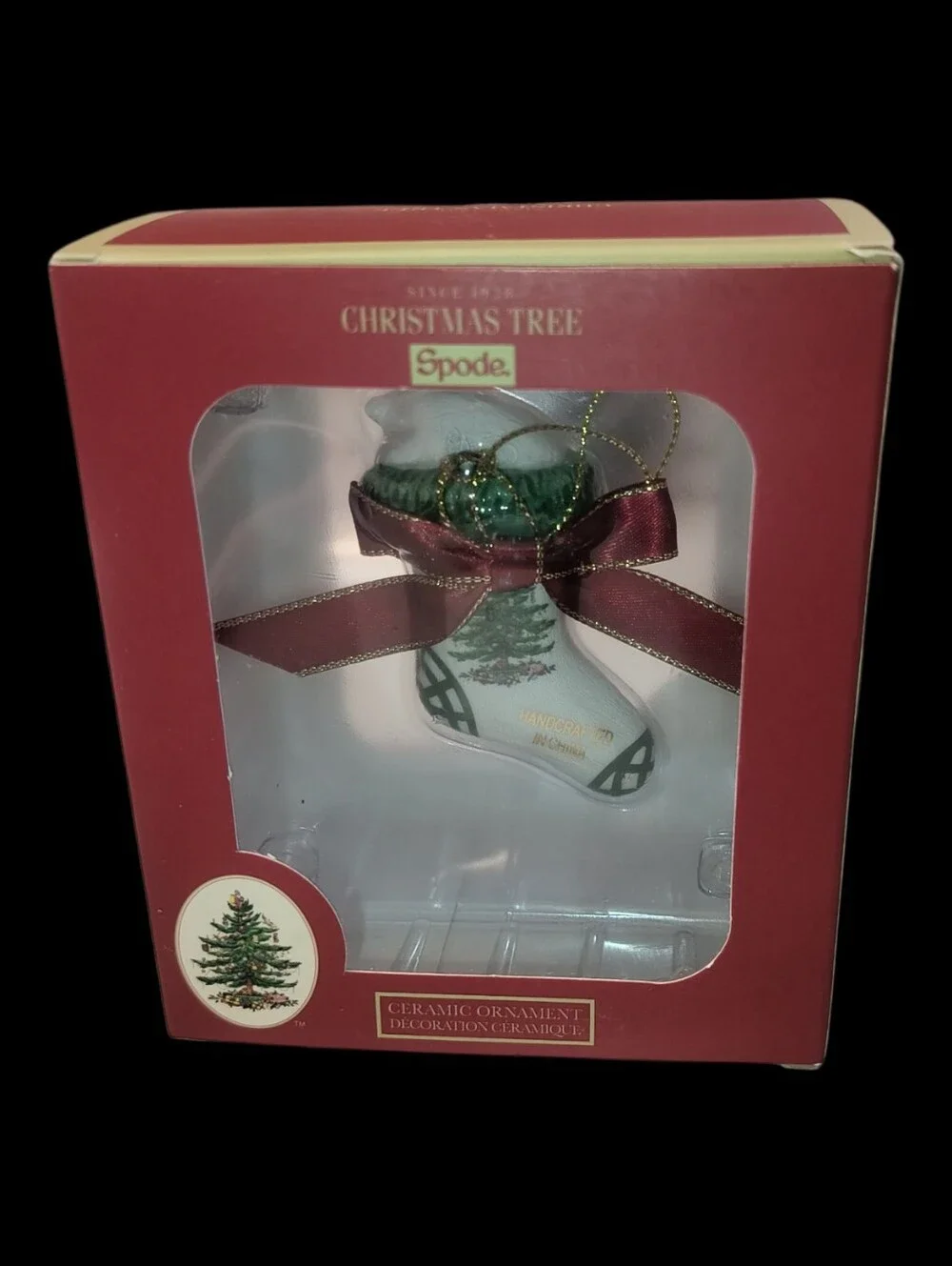 Spode Ceramic Kitten In Stocking Ornament